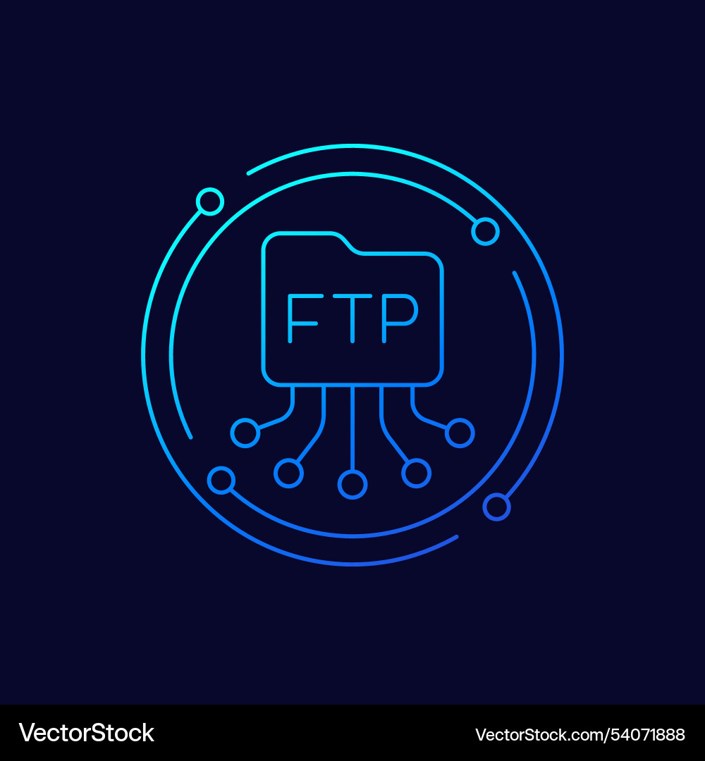 Ftp icon with a file folder linear design Vector Image