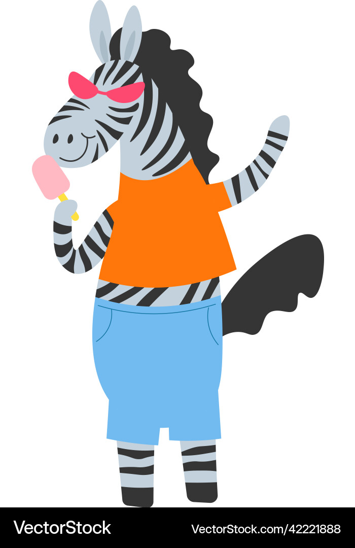 Funny zebra character wearing glasses Funny zebra character wearing glasses vector image