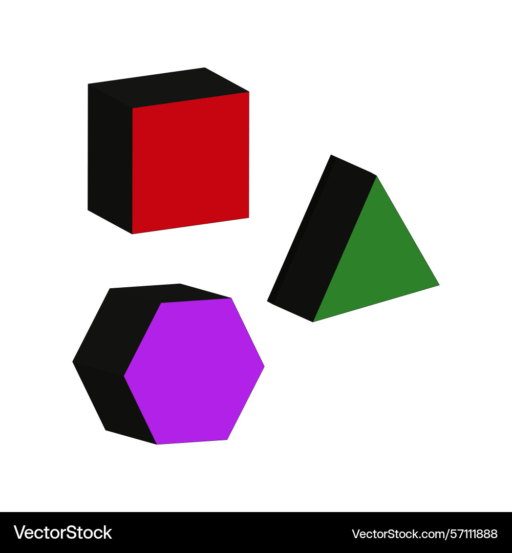 Geometric shape group 3d object set colored Geometric shape group 3d object set colored vector image