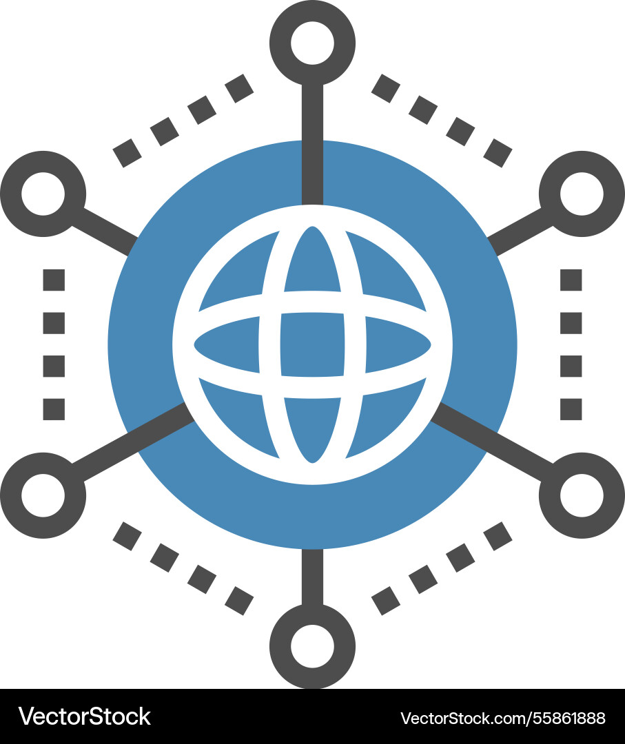 Global network flat web icon concept vector image
