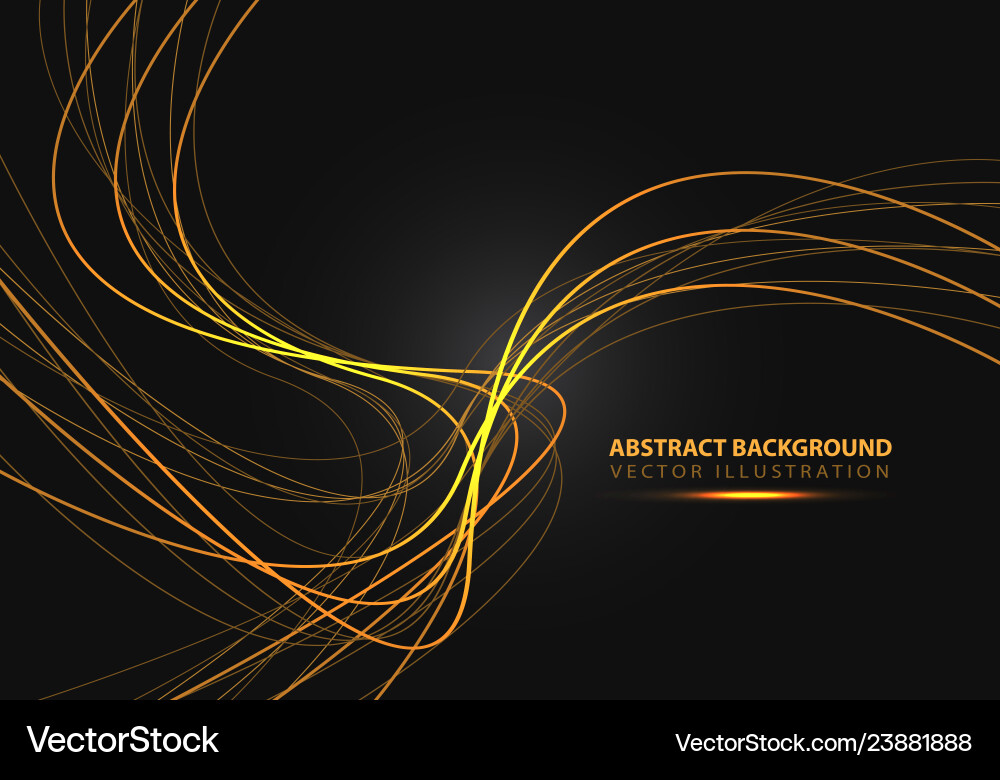 Gold line curve with simple text on black Gold line curve with simple text on black vector image