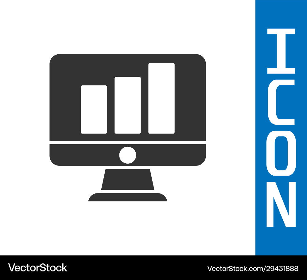 Grey computer monitor with graph chart icon Grey computer monitor with graph chart icon vector image