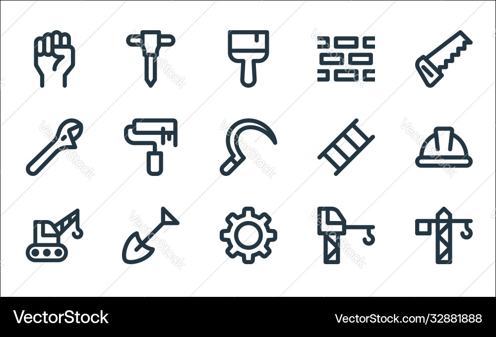 Labour day line icons linear set quality Labour day line icons linear set quality vector image