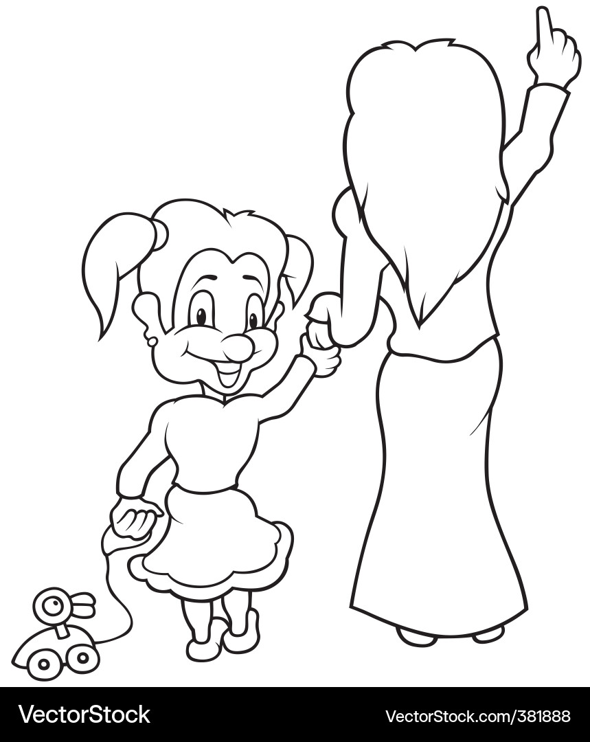 Mother and little girl Vector Image