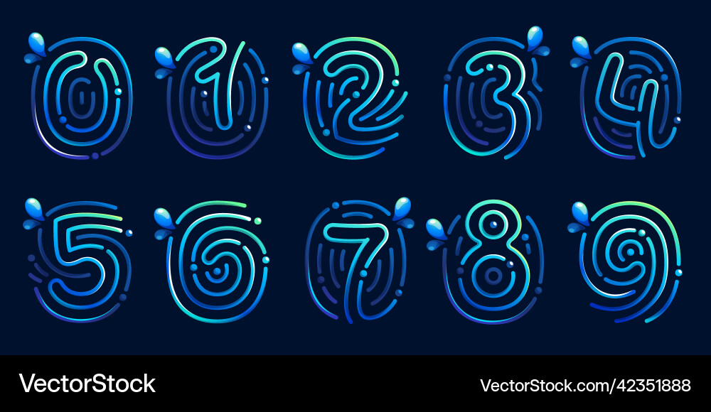Numbers set made of fingerprint with pure water Numbers set made of fingerprint with pure water vector image