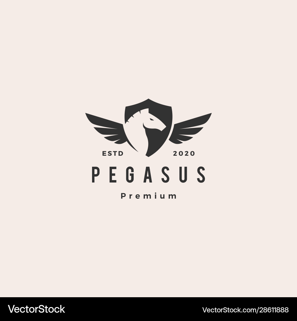 Pegasus Pferdeschild Logo Hipster Vintage Retro Pegasus Pferdeschild Logo Hipster Vintage Retro vektorbild