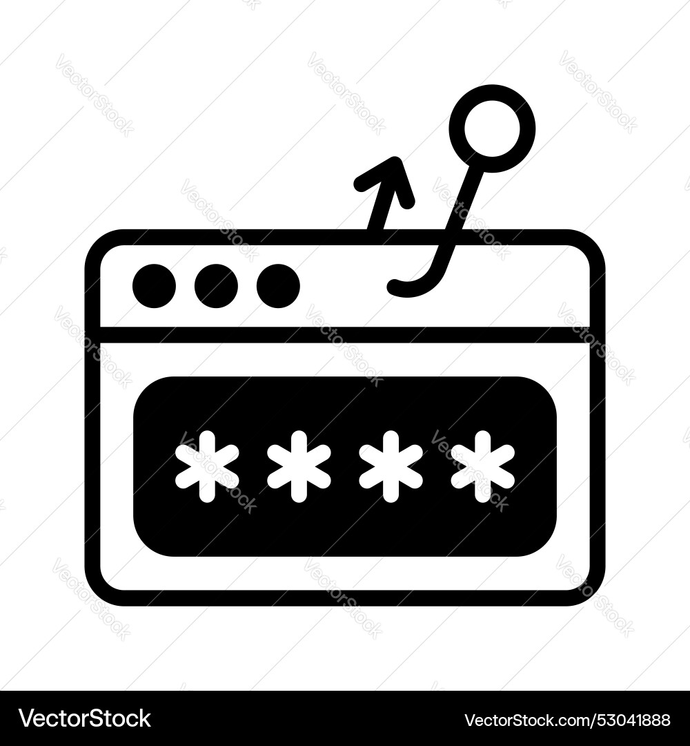 Phishing password icon hacker attack and web vector image
