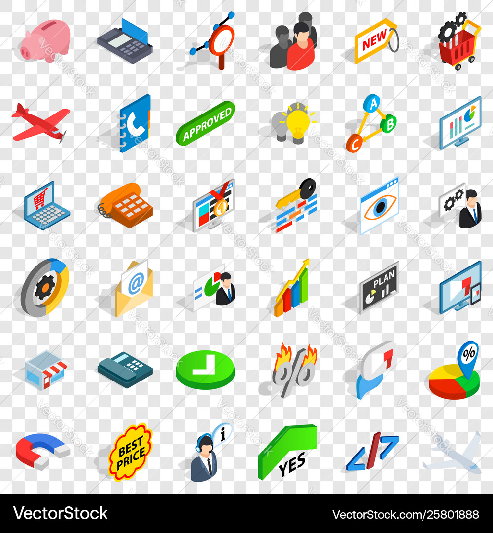Presentation icons set isometric style Presentation icons set isometric style vector image