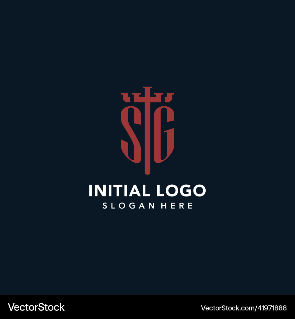 Sg initial monogram logos with sword and shield Vector Image