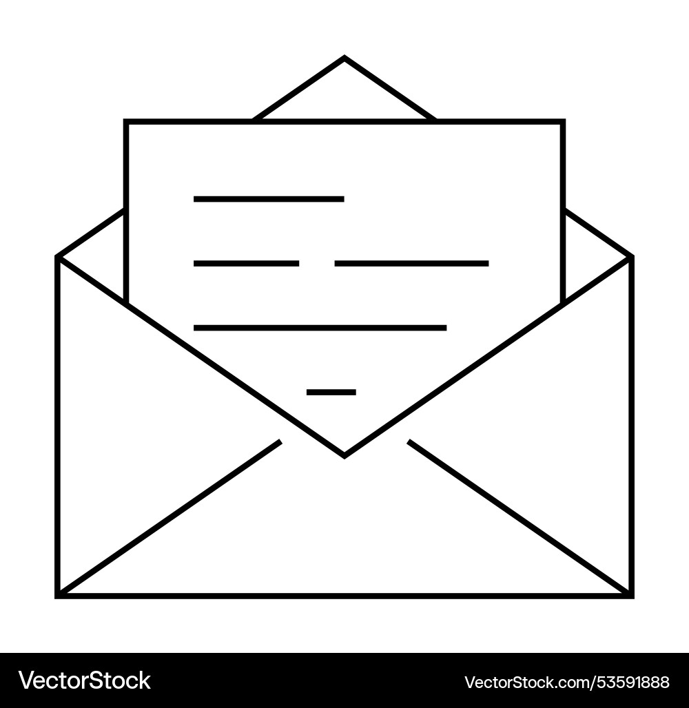 Simplistic open envelope with letter - basic line Simplistic open envelope with letter - basic line vector image