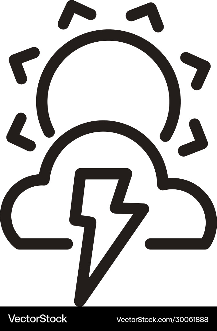 Sun with clouds and thunder line style icon Vector Image
