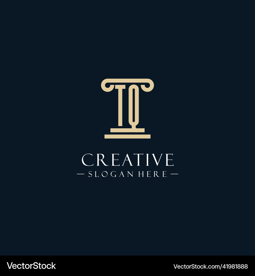 Tq initial monogram logos with pillar shapes style Vector Image