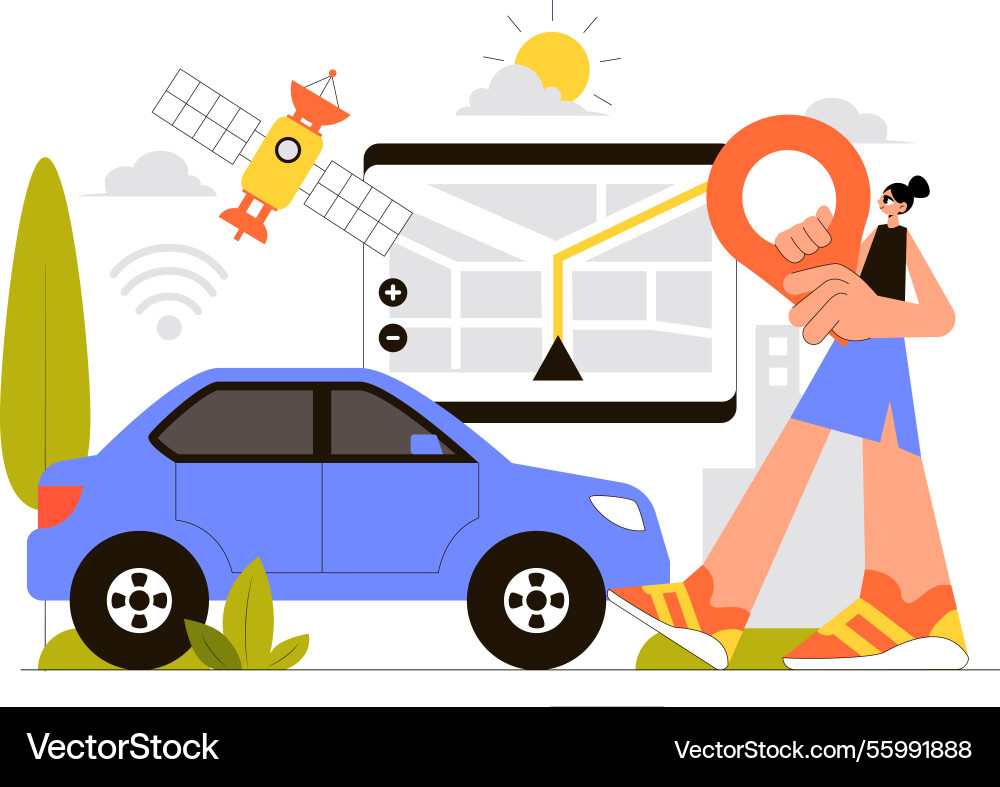 Vehicle tracking featuring workers loading Vehicle tracking featuring workers loading vector image