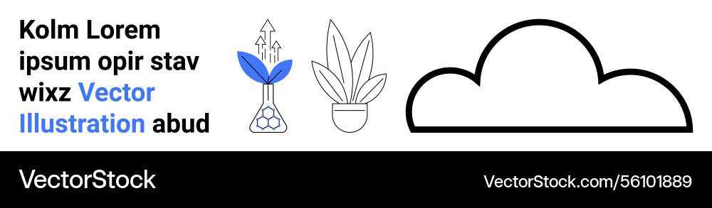 Abstract botanical elements with cloud outline Vector Image