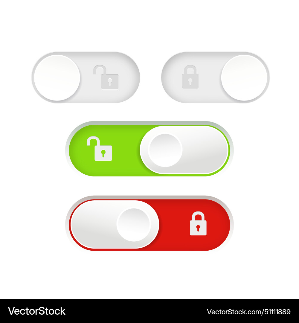 Blocked and unlocked toggle switch buttons Vector Image