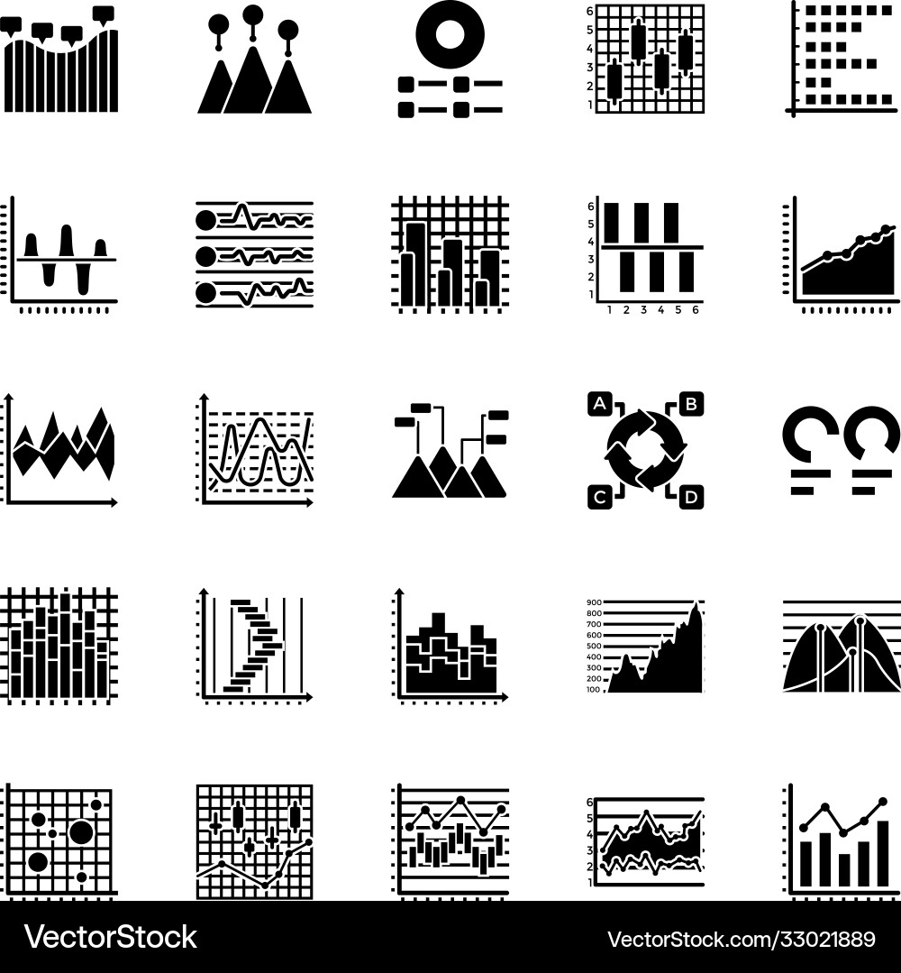 Business data graph and charts icon set Vector Image