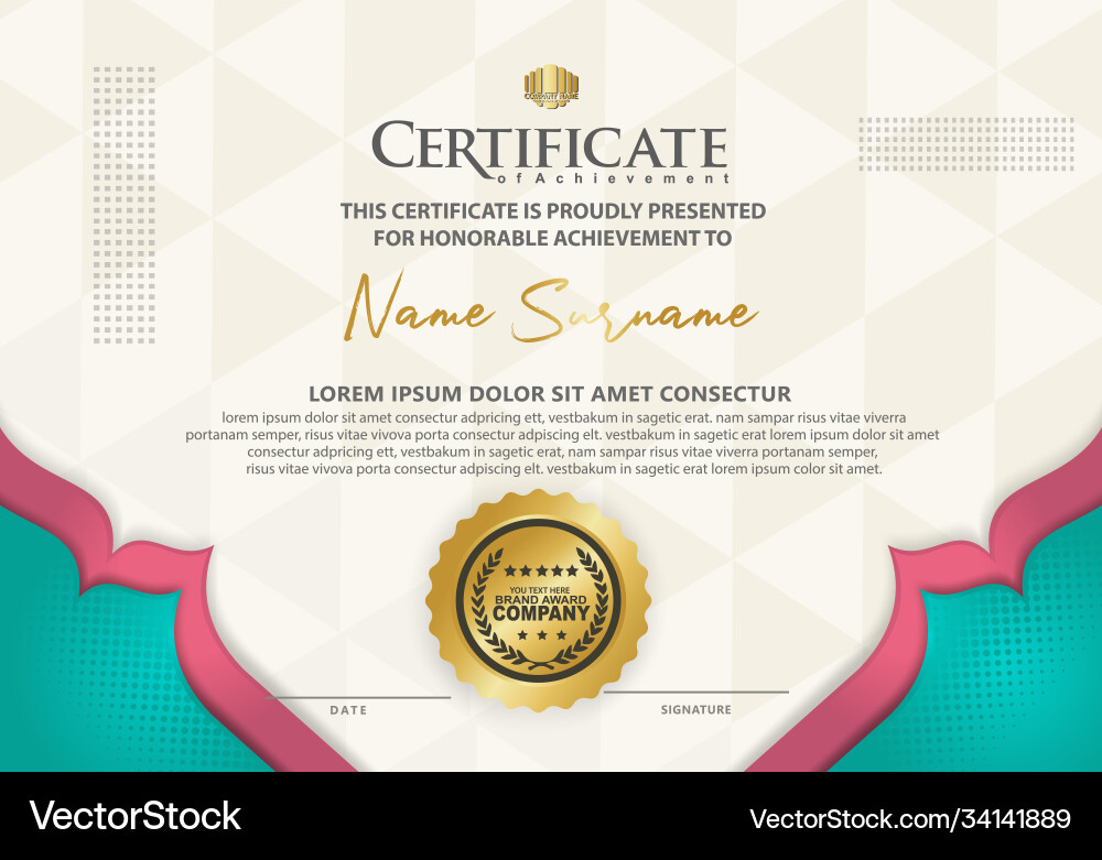 Certificate template with dynamic and futuristic Vector Image
