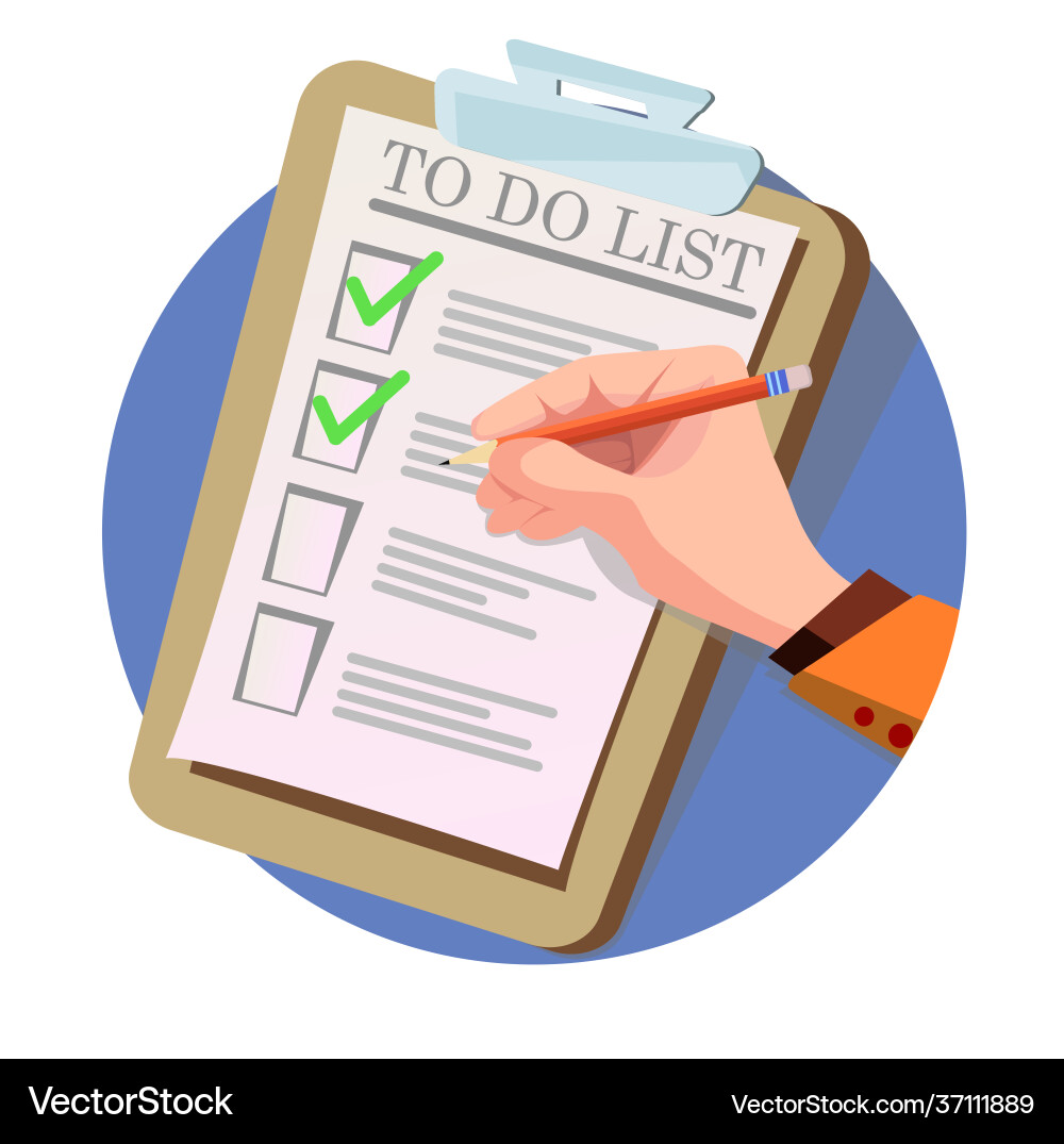 Checking on to do list top view Vector Image