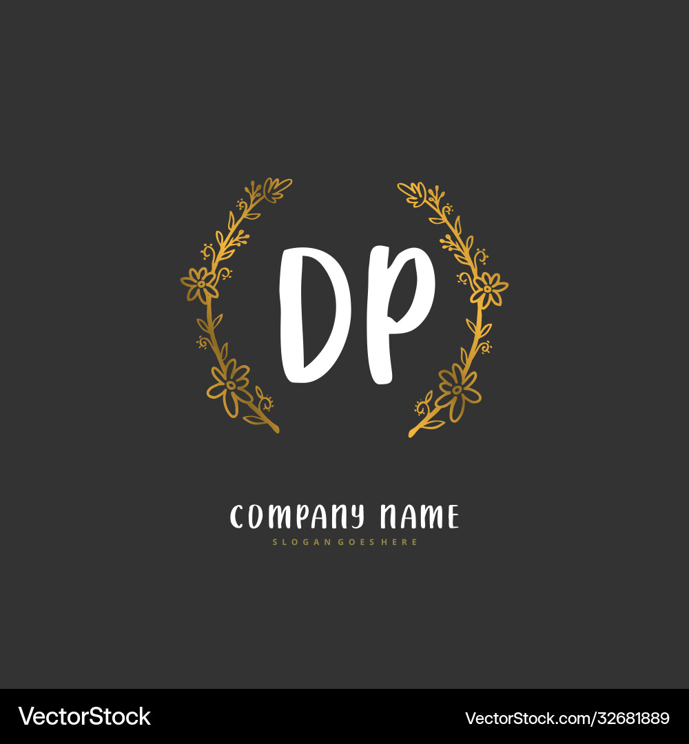 D p dp initial handwriting and signature logo D p dp initial handwriting and signature logo Vector Image