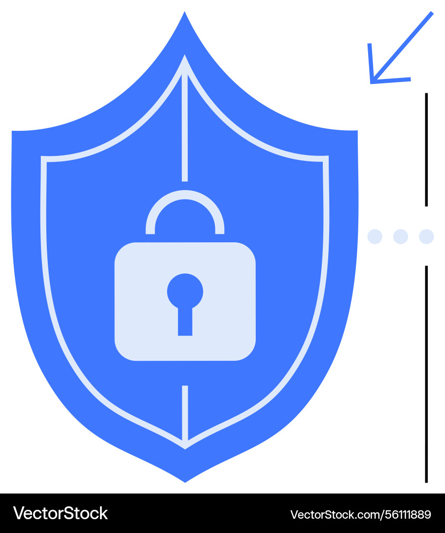 Data security shield with a padlock representing vector image