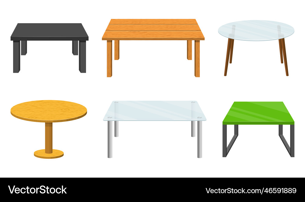 Different tables set isolated on white background Different tables set isolated on white background vector image