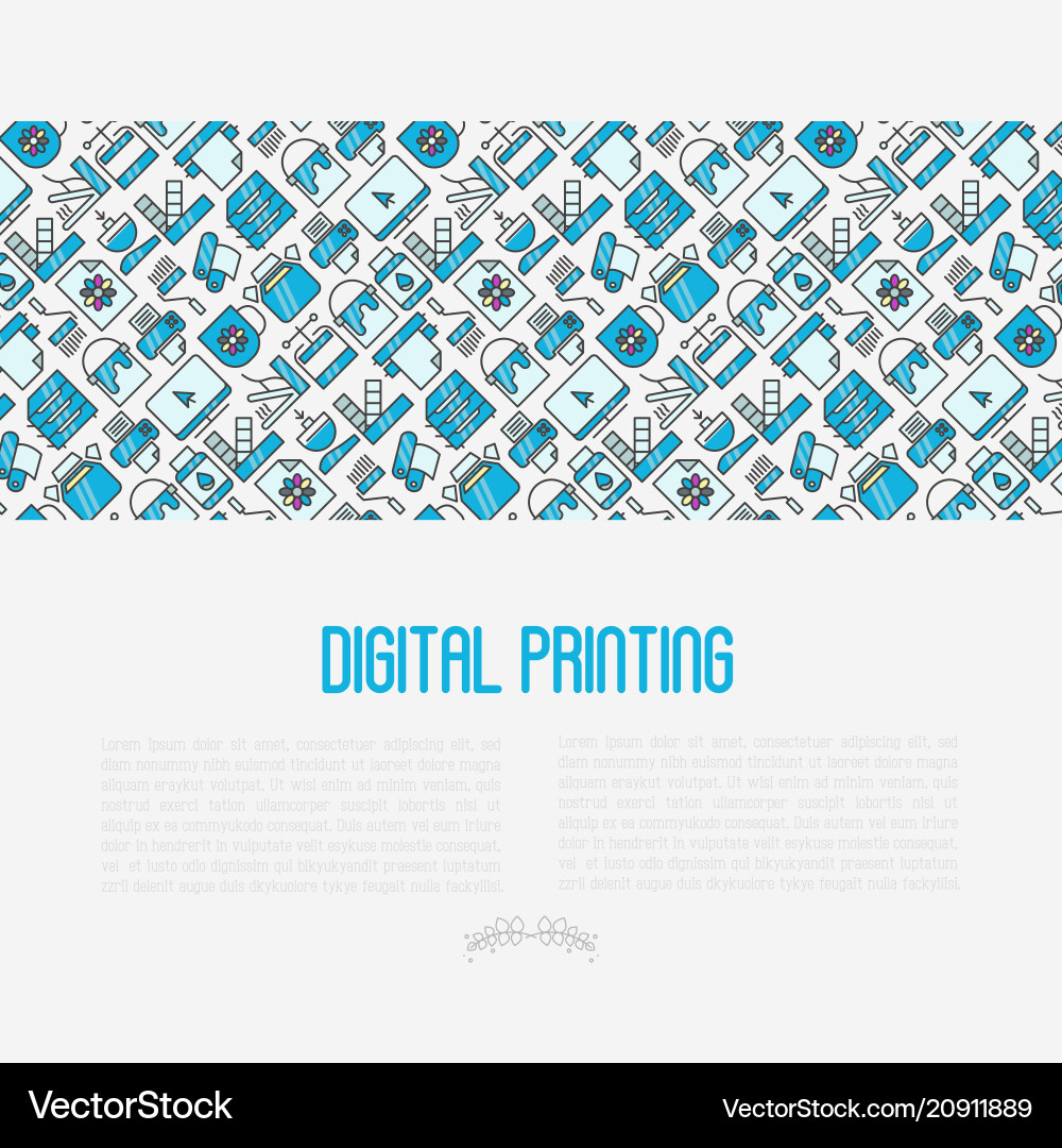 Digital printing concept with thin line icons Digital printing concept with thin line icons vector image