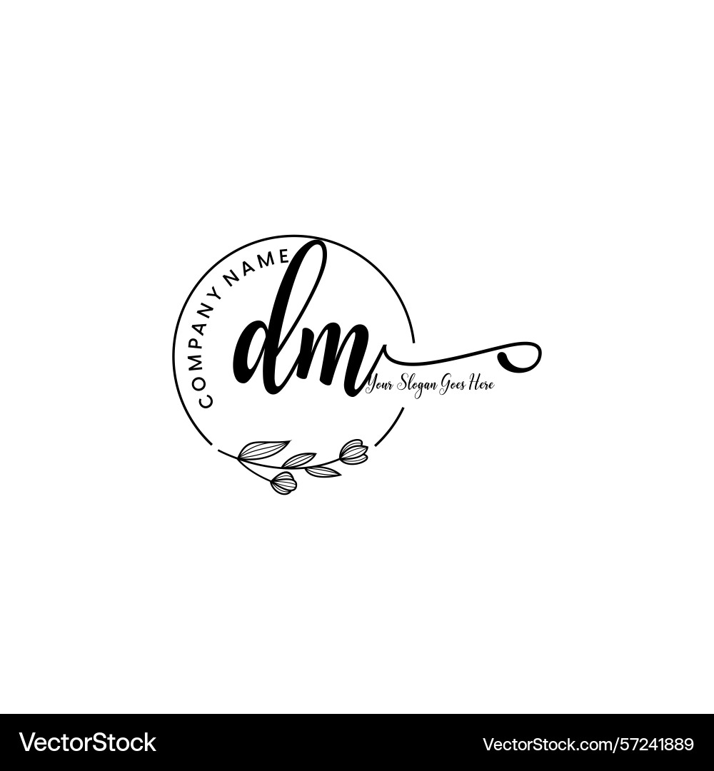 Elegant dm initial logo design with botanical Vector Image