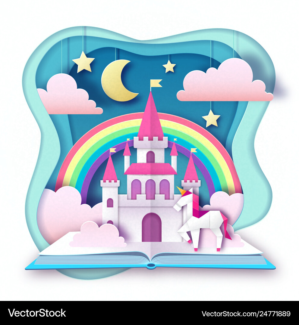 Fantasy animal horse unicorn with rainbow Fantasy animal horse unicorn with rainbow vector image