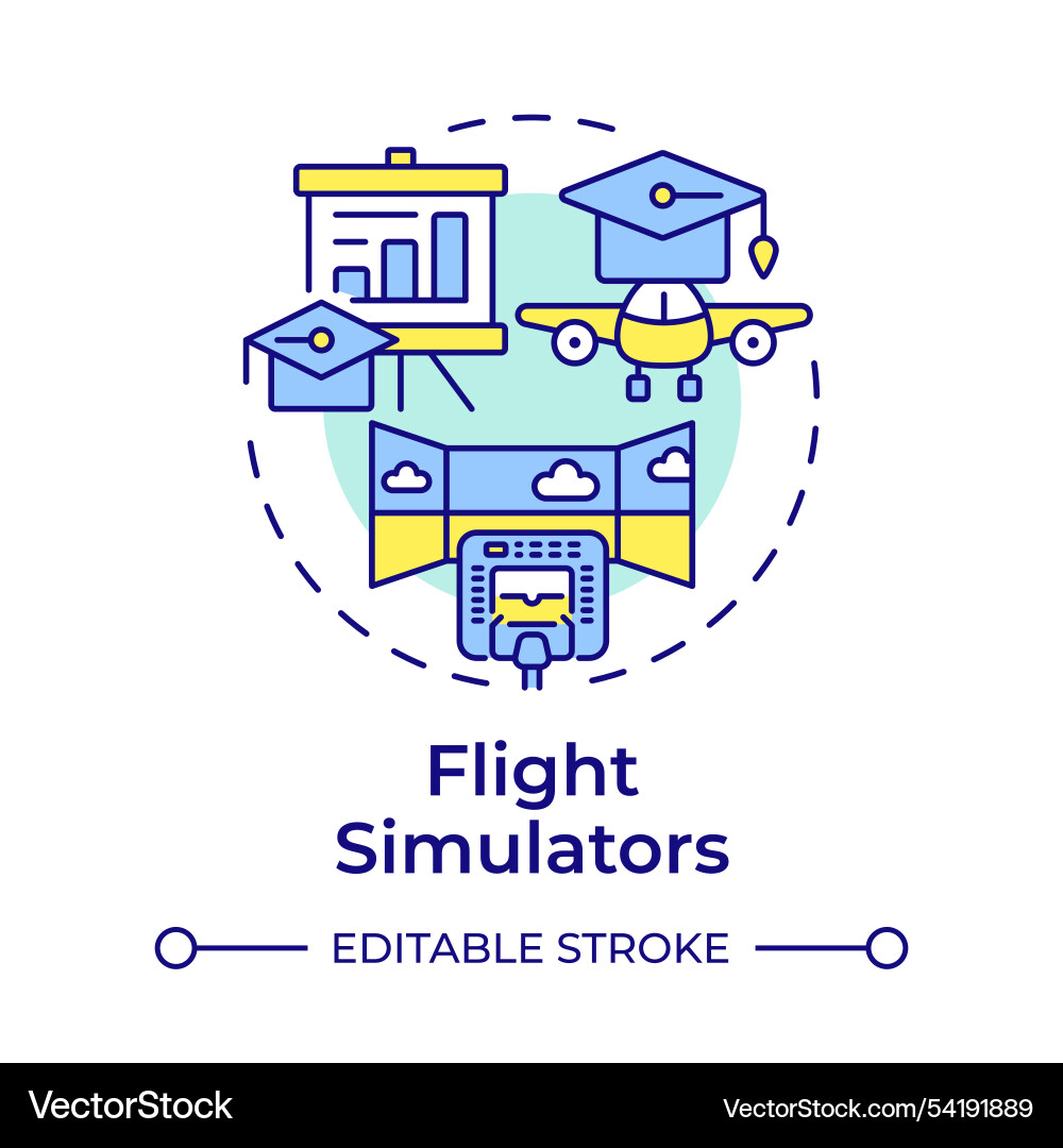 Flight simulators multi color concept icon Flight simulators multi color concept icon vector image