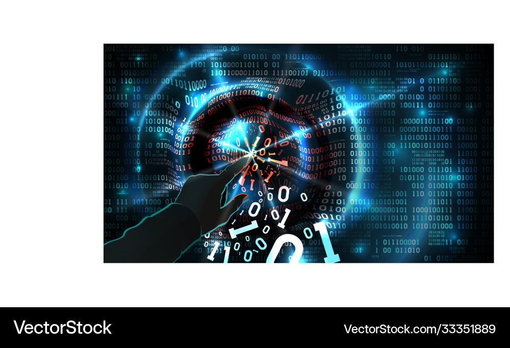 Hacker Hand berührt Binärcode und Hacks Hacker Hand berührt Binärcode und Hacks vektorbild