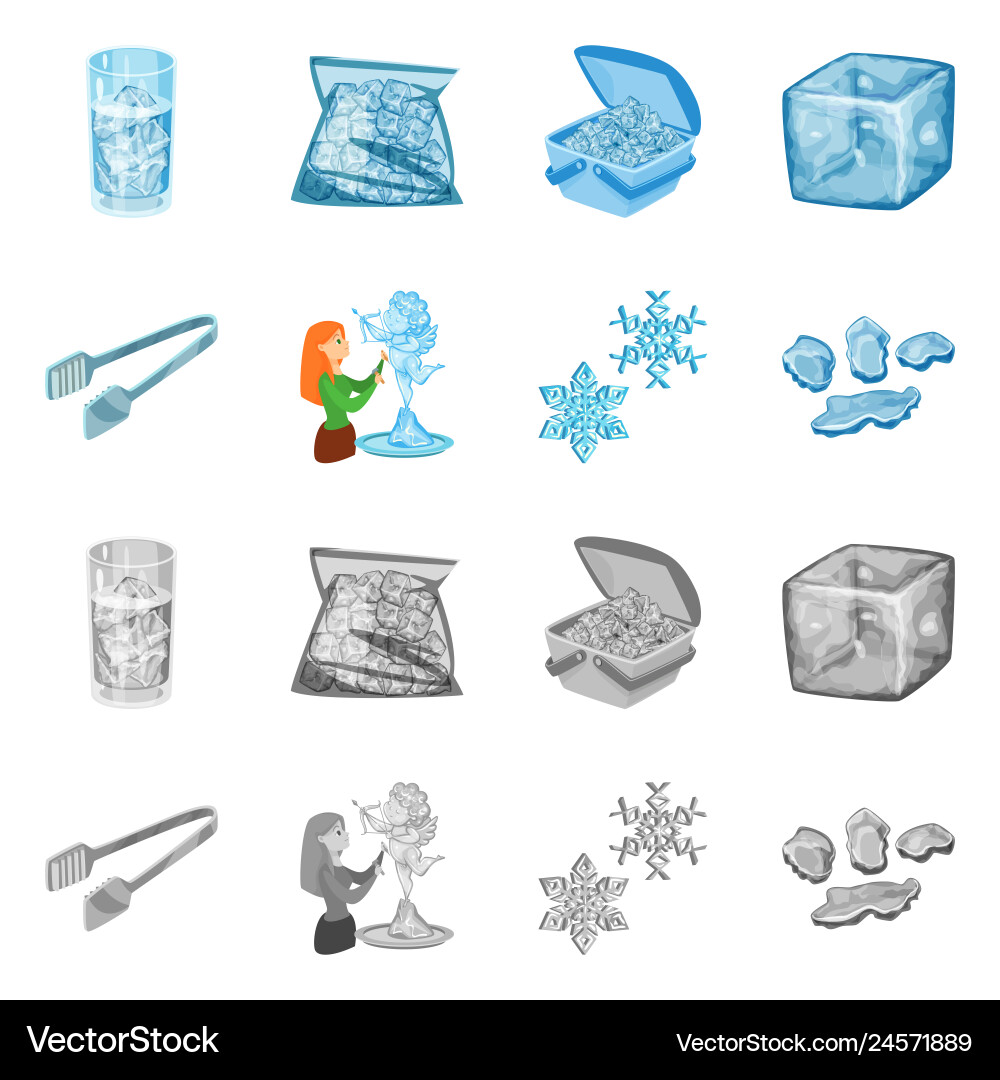 Isolated object of texture and frozen logo set Isolated object of texture and frozen logo set vector image