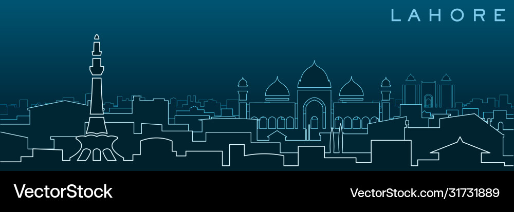 Lahore multiple lines skyline and landmarks Vector Image