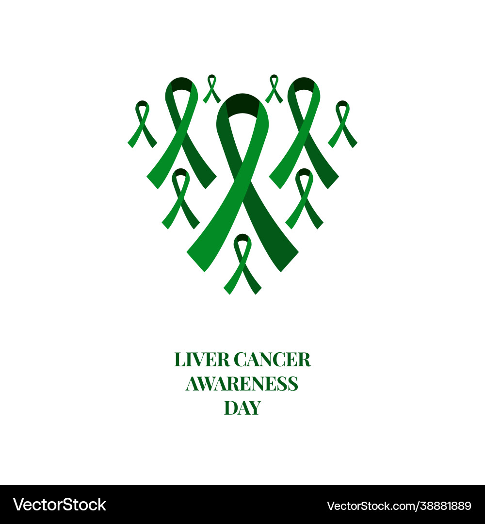 Liver cancer awareness green ribbon collection set Liver cancer awareness green ribbon collection set vector image