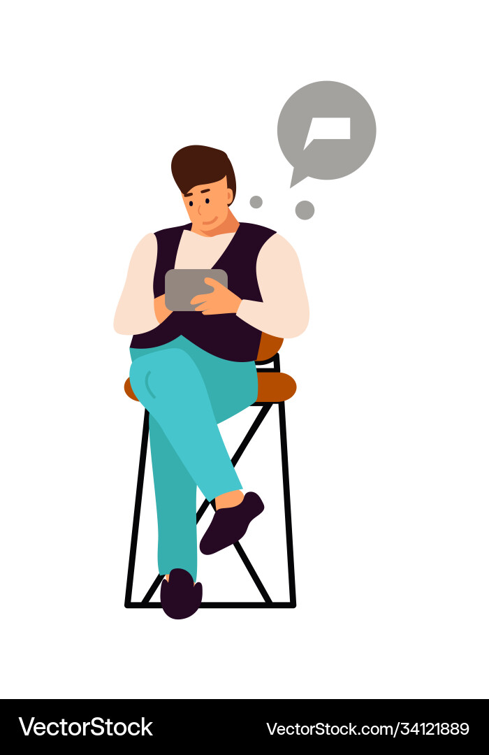 Man with devices sending messages photos Man with devices sending messages photos vector image