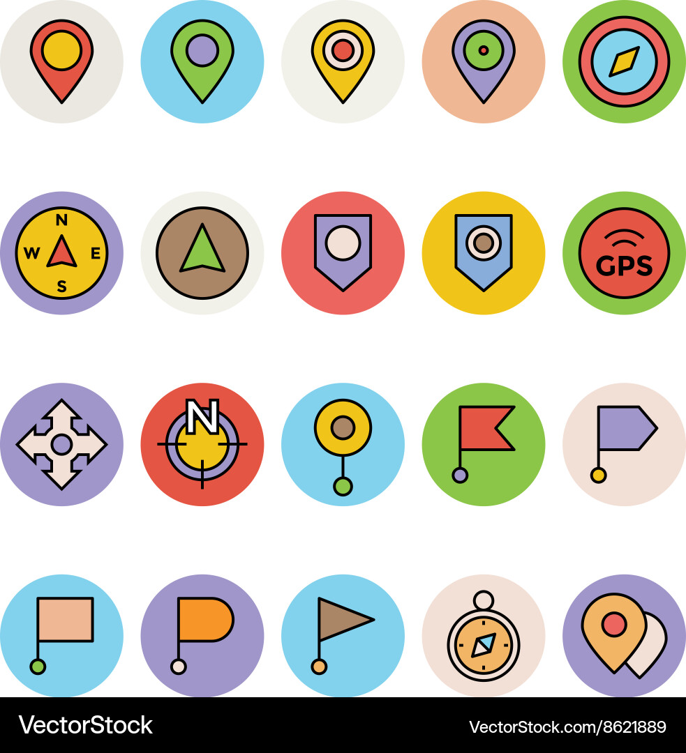 Map and navigation icons 1 Vector Image