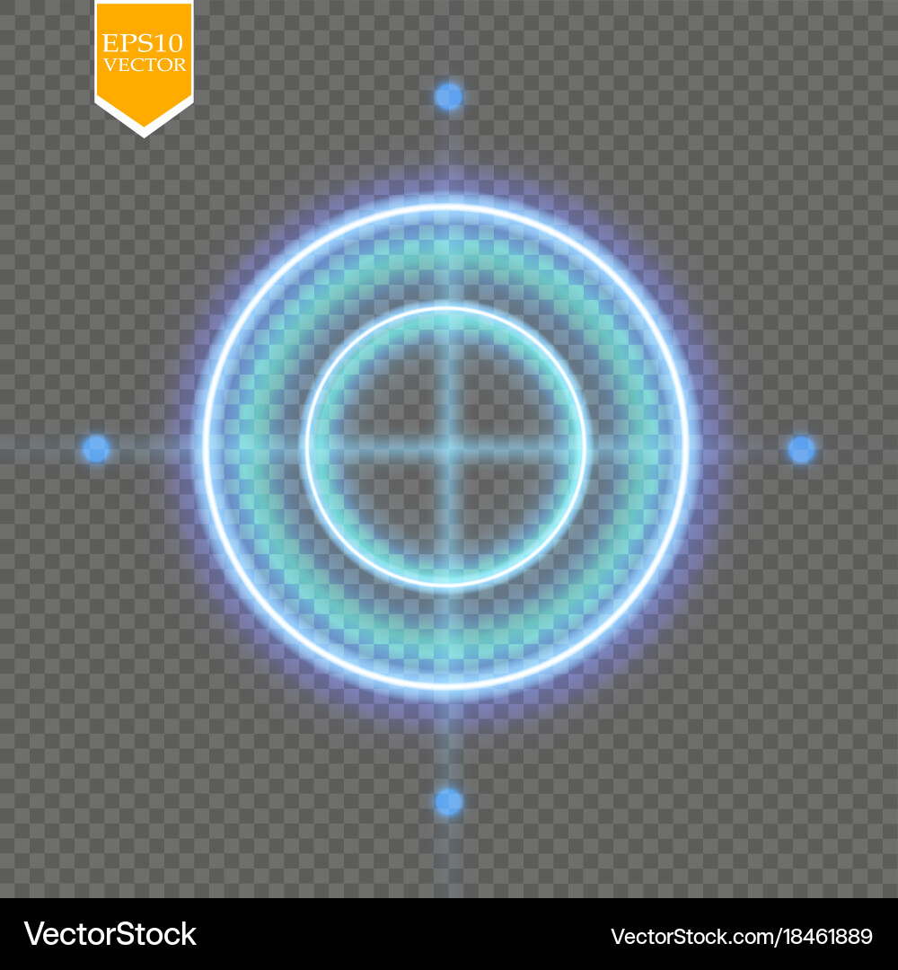 Neon target isolated game interface element vector image