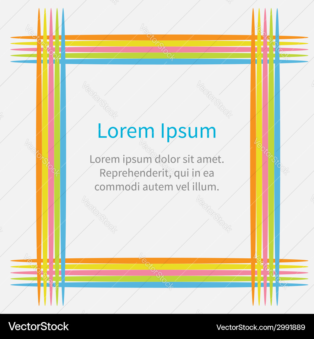 Rainbow abstract square frame template with text vector image
