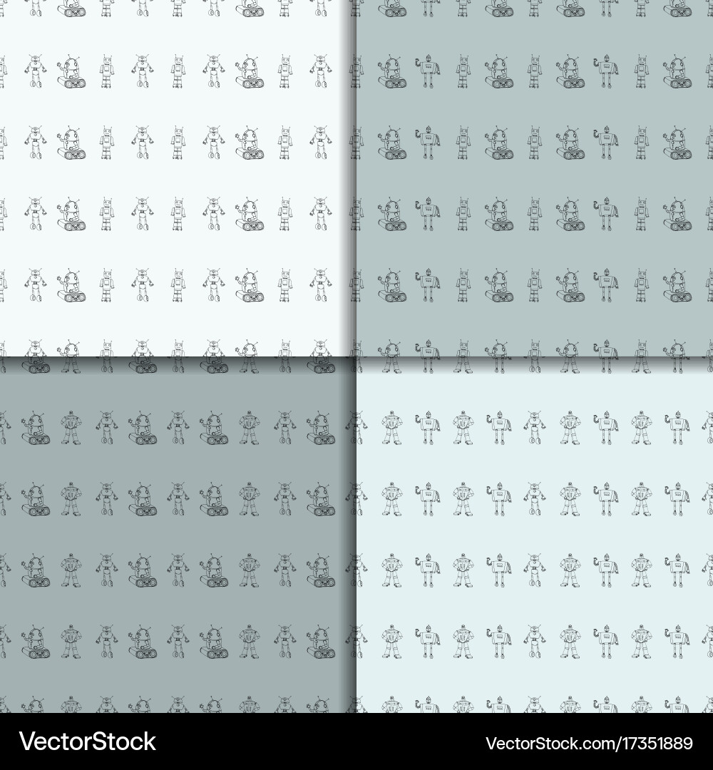 Robot doodles pattern set Vector Image