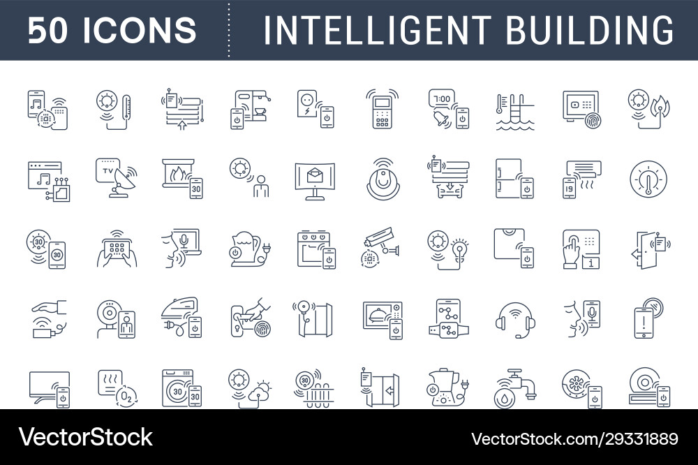 Set line icons intelligent building Set line icons intelligent building vector image