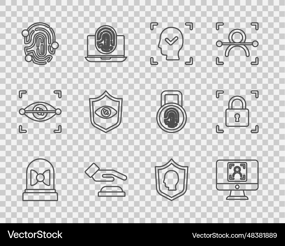 Set line motion sensor face recognition palm vector image