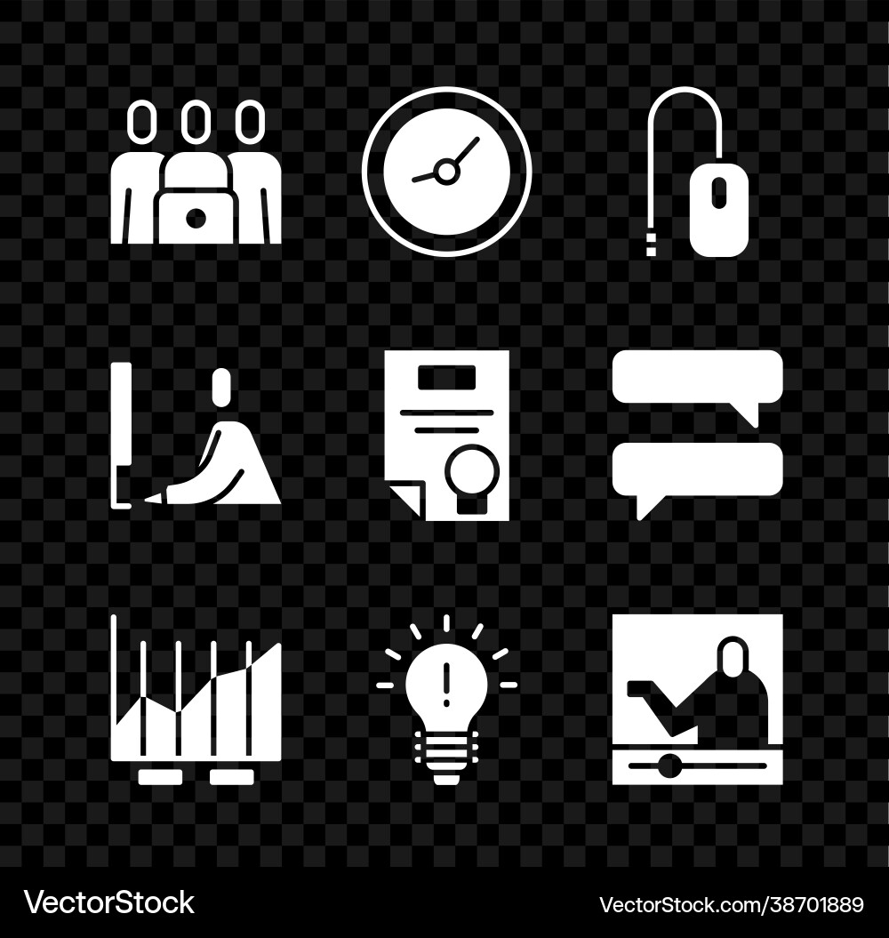 Set online class clock computer mouse pie chart Vector Image
