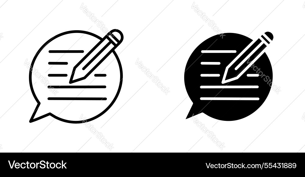 Write comment icons set in filled and strokes Write comment icons set in filled and strokes vector image