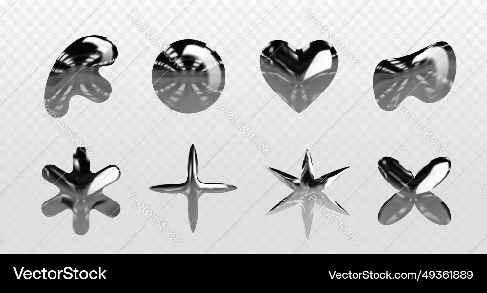 Y2k chrome elements on transparent background Y2k chrome elements on transparent background vector image