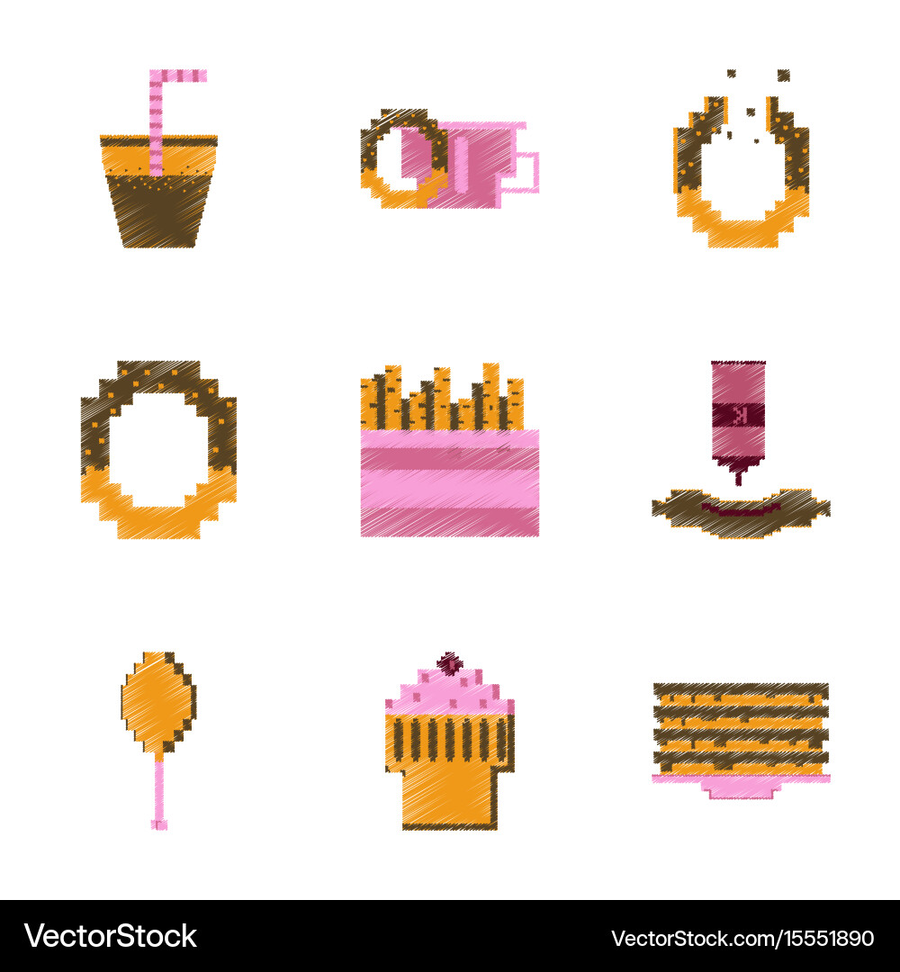 Assembly of flat shading style pixel icon fast Vector Image
