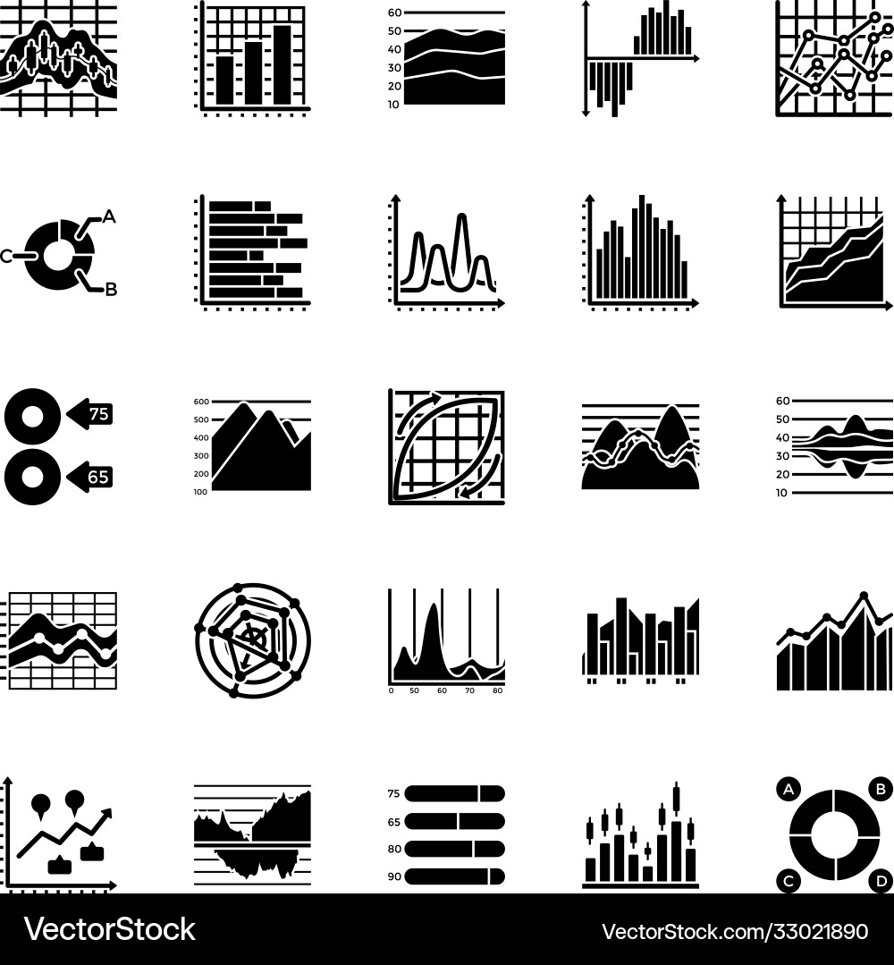 Business data graph and charts icon collection Vector Image