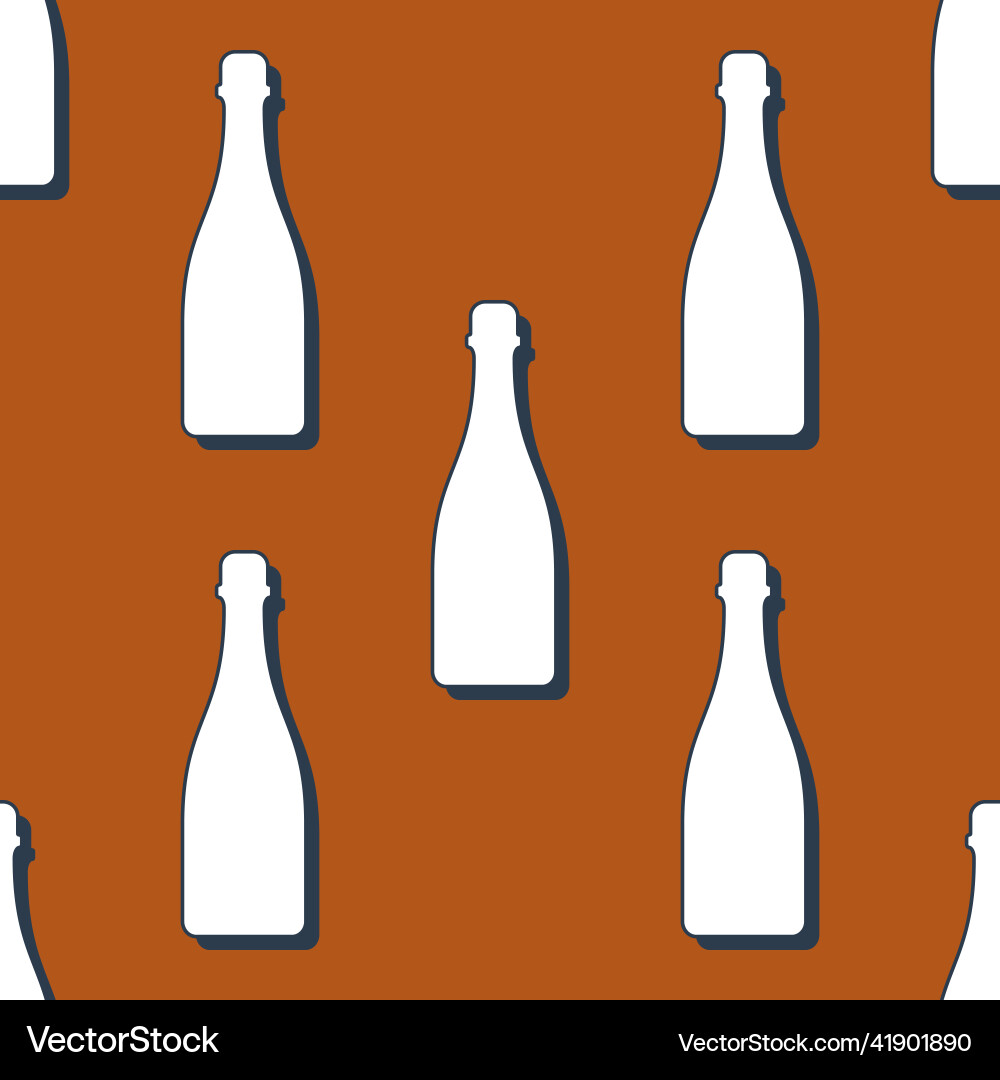 Champagne bottles seamless pattern line art style Champagne bottles seamless pattern line art style Vector Image