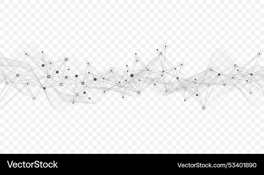 Connecting dots and lines with flowing wavy Connecting dots and lines with flowing wavy vector image