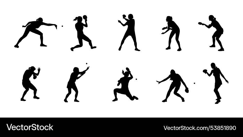 Female Table Tennis Player Silhouette Vector Image