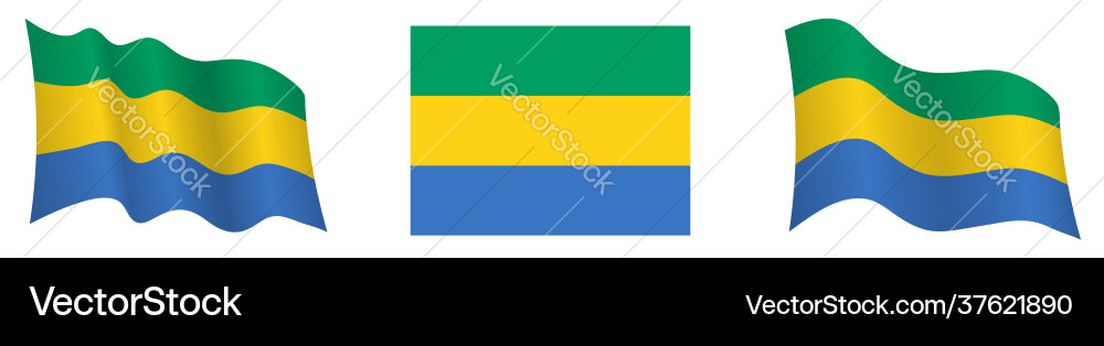 Flag gabon in static position and motion Flag gabon in static position and motion vector image