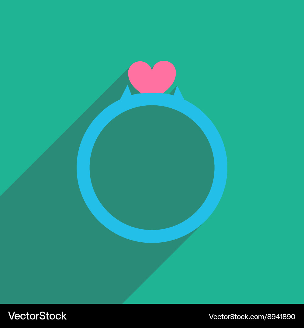 Flat icon with long shadow wedding ring Vector Image